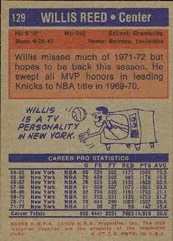 Back of Willis Reed