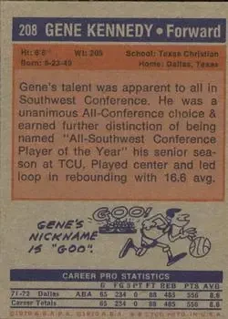 Back of Gene Kennedy