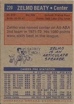 Back of Zelmo Beaty