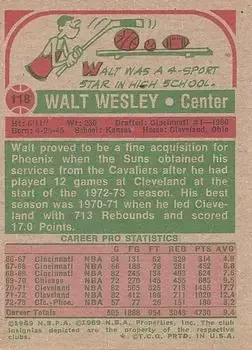 Back of Walt Wesley
