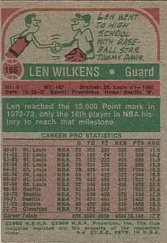 Back of Lenny Wilkens