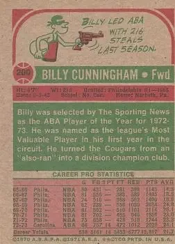 Back of Billy Cunningham