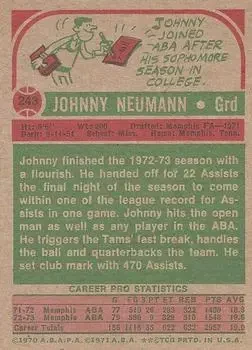 Back of Johnny Neumann