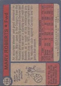 Back of Marv Roberts
