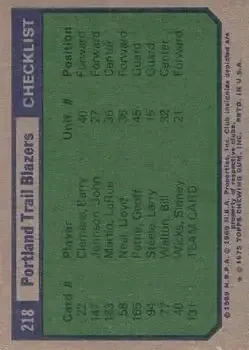 Back of Card #218