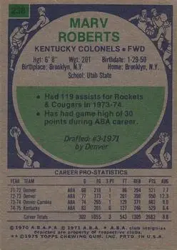 Back of Marv Roberts