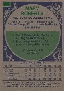 Back of Marv Roberts