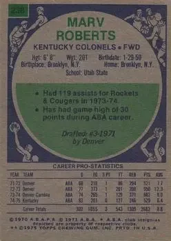 Back of Marv Roberts