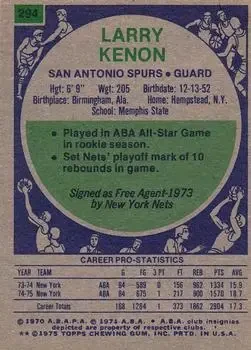 Back of Larry Kenon