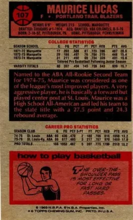 Verso de Maurice Lucas