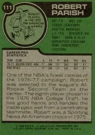 Achterkant van Robert Parish