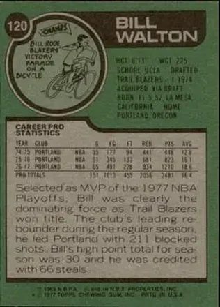 Bill Walton 뒷면