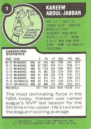 Kareem Abdul-Jabbar Rückseite