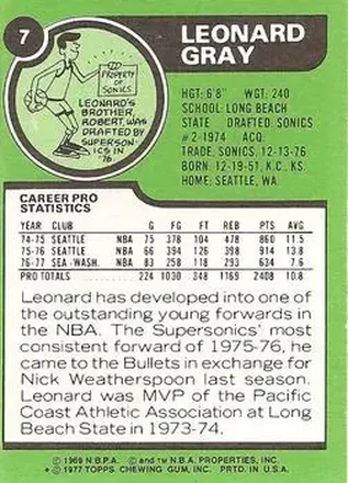 Reverso de Leonard Gray