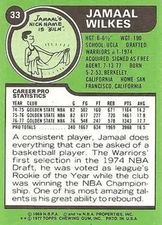 Jamaal Wilkes Rückseite