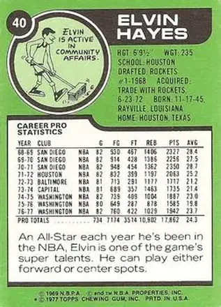 Verso de Elvin Hayes
