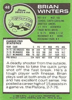 1977-78 Topps - White Backs #48 - Brian Winters - Milwaukee Bucks - Back