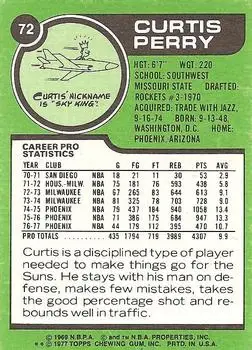 1977-78 Topps - White Backs #72 - Curtis Perry - Phoenix Suns - Back 1977-78 Topps - White Backs #72 - Curtis Perry - Phoenix Suns - Back