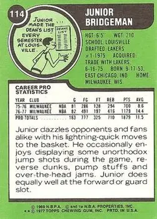 Reverso de Junior Bridgeman