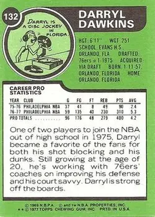 Verso de Darryl Dawkins