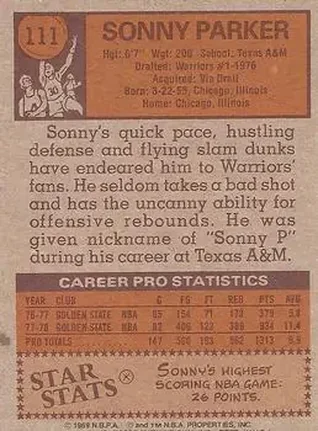 Verso de Sonny Parker