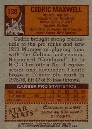 Cedric Maxwell Rückseite