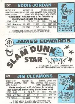 1980-81 Topps #63 / 157 / 261 - Eddie Jordan - Back