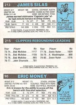 1980-81 Topps #90 / 213 / 215 - James Silas - Back