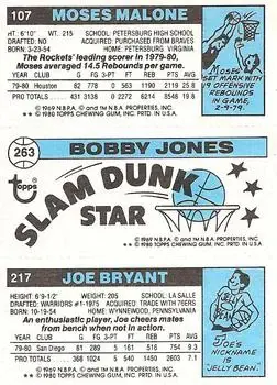 1980-81 Topps #107 / 217 / 263 - Moses Malone - Back