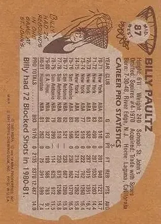 Verso de Billy Paultz