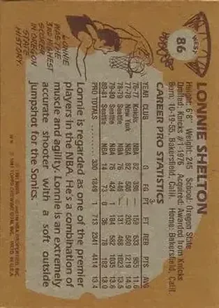 Verso de Lonnie Shelton