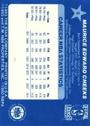 Maurice Cheeks Rückseite