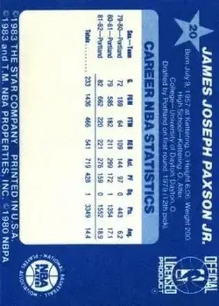 Jim Paxson 背面