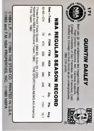 Verso de Quintin Dailey