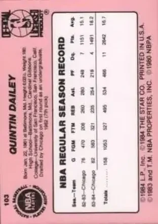 Verso de Quintin Dailey