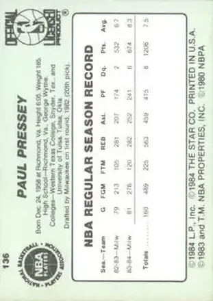 Paul Pressey back