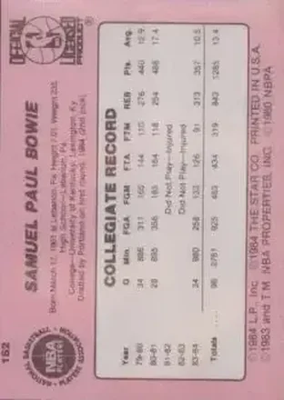 Reverso de Sam Bowie