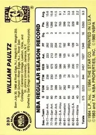 Reverso de Billy Paultz