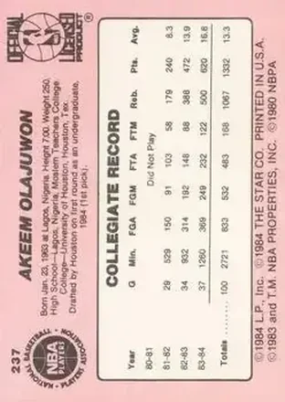 Verso de Hakeem Olajuwon