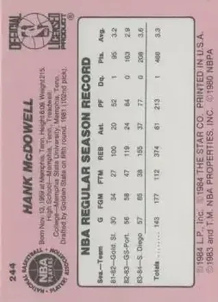 Reverso de Hank McDowell
