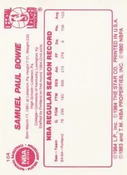 Back of Sam Bowie