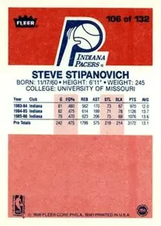 Achterkant van Steve Stipanovich