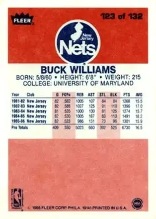 Verso de Buck Williams