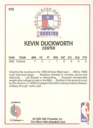 Achterkant van Kevin Duckworth