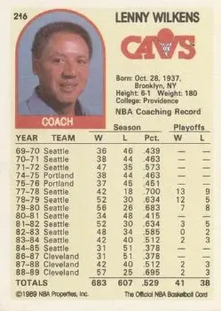 Achterkant van Lenny Wilkens