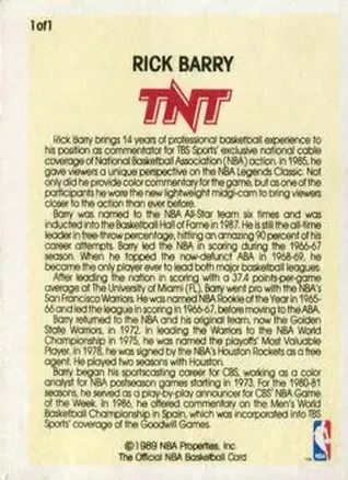 Verso de Rick Barry