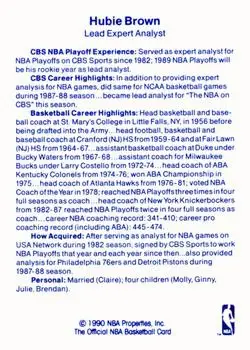 1989-90 Hoops - Announcers #NNO - Hubie Brown - Back