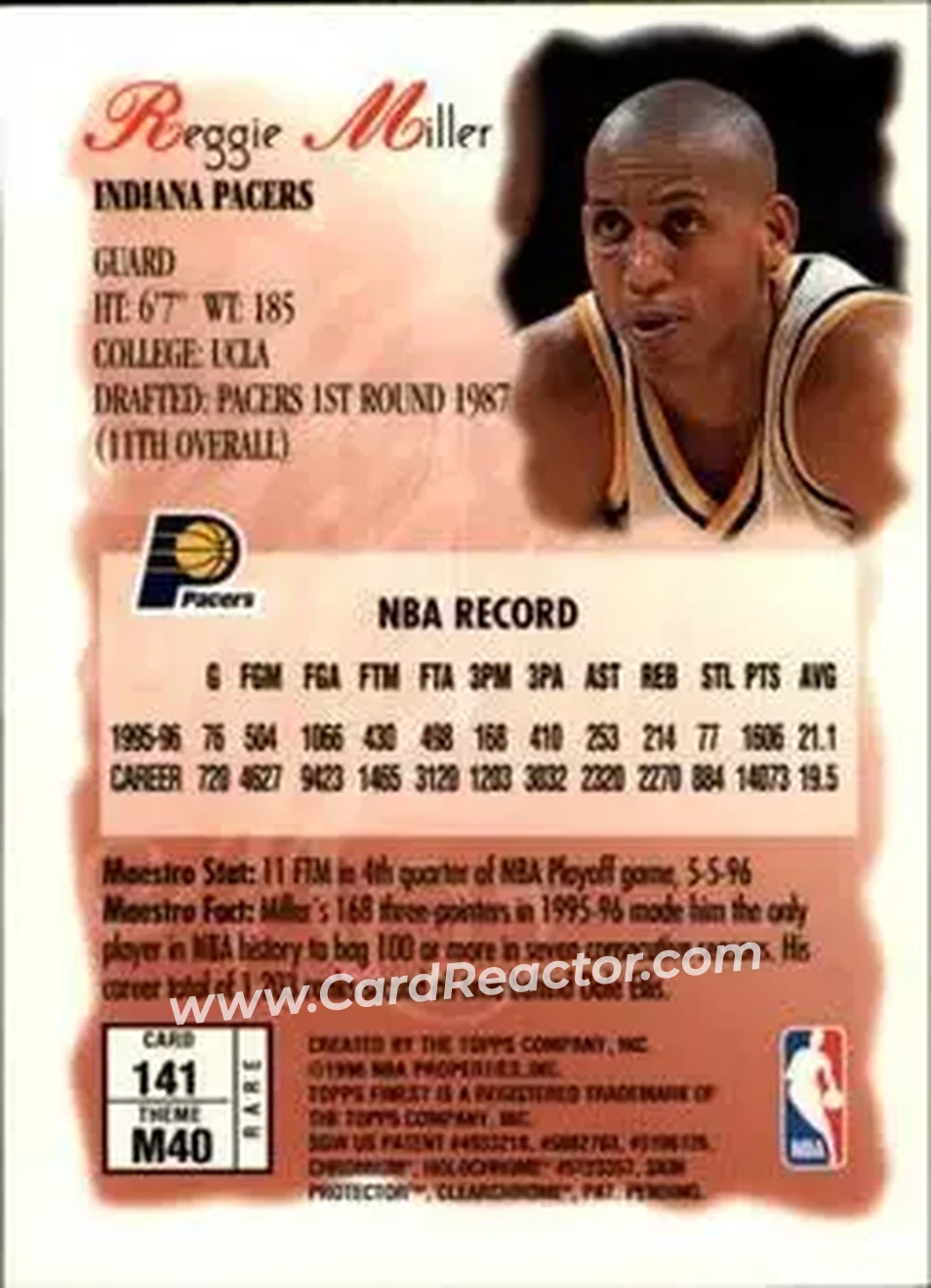 Back of Reggie Miller