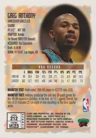 Greg Anthony 뒷면