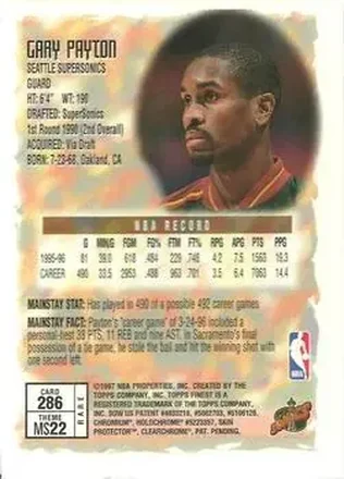 Gary Payton Rückseite